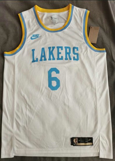 NBA 6 James Lakers 22-23 Maillot Retro blanc